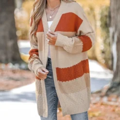 Women's Striped Textured Knit Open Front Cardigan - Cupshe -Cupshe GUEST bccf2b04 bd53 4a18 8d54 ec76a8a6f07e