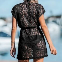 Women's Crochet Drawstring Cover-Up Dress -Cupshe