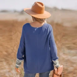 Women's Geo Print Half-Buttoned Henley Sweater - Cupshe -Cupshe GUEST bf40068b 67a4 4f46 bd2d aeb5bcf4a37d