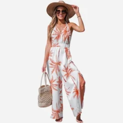 Women's Palm Tree V-Neck Jumpsuit - Cupshe -Cupshe GUEST c03e048c 314b 49b9 8315 68eca3d7acaf