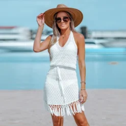 Women's Crochet Tassel Halter Cover-Up Dress - Cupshe -Cupshe GUEST c0f63c83 ac62 41ae 9071 37f8b1e8fd4f