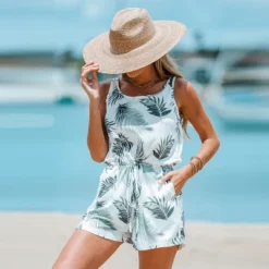 Women's Tropical Leaf Print Lace Up Romper - Cupshe 9 Women's Tropical Leaf Print Lace Up Romper - Cupshe -Cupshe GUEST c1a49f80 9935 4085 bf6b 481d232a479c