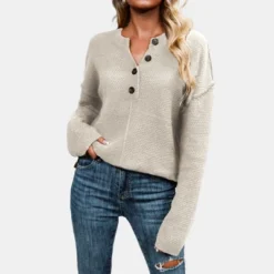 Women's Textured Half-Button Drop Shoulder Sweater -Cupshe 11 Women's Textured Half-Button Drop Shoulder Sweater -Cupshe -Cupshe GUEST c265e233 4d82 4c8b 8e8c 6988bd39e2e4