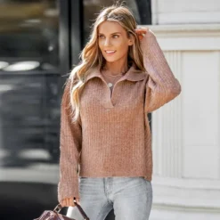 Women's Classic Cozy V-Neck Rib Sweater - Cupshe
