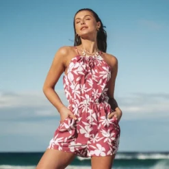 Women's Floral Print Drawstring Collar Romper - Cupshe -Cupshe GUEST c3f8ac64 8beb 44c2 be62 2bde95e8ba4c