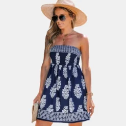 Women's Geo Print Smocked Mini Tube Dress - Cupshe -Cupshe GUEST c4062648 9845 4ad4 970e c52fa3ac2948