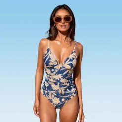 Women's Floral V Neck One Piece Swimsuit - Cupshe -Cupshe GUEST c47deb3a 8c2e 4642 b1a0 5c1aa6be531e