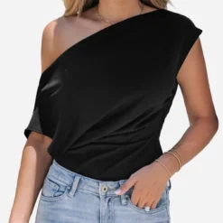 Women's One Shoulder Short Sleeve Fitted Bodysuit - Cupshe -Cupshe GUEST c4a9c5ca 8b05 47a4 9814 1e5cbb9dde3a
