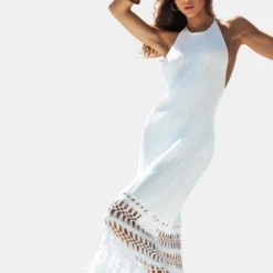 Women's Ribbed Tassel Halter Maxi Dress - Cupshe -Cupshe GUEST c5e823b2 cf8c 4977 a13c 6aea26523c6b