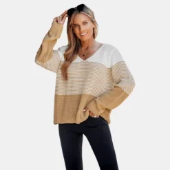 Women's Striped Colorblock Drop Sleeve Sweater - Cupshe -Cupshe GUEST c5fc2c11 d139 4fdb 9681 99adddf4bcae