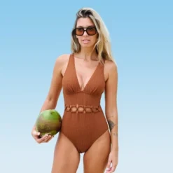 Women's Cutout Ribbed One Piece Swimsuit -Cupshe -Cupshe GUEST c6352b80 48a1 445f 8c85 e946bf342221