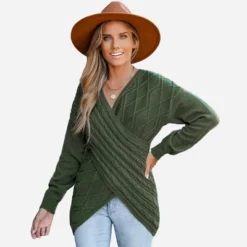 Women's Cable Knit Wrap Sweater - Cupshe -Cupshe GUEST c63d3859 aff9 4b5c aade 9d444d02917e