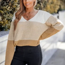 Women's Striped Colorblock Drop Sleeve Sweater - Cupshe -Cupshe GUEST c69b0fd0 1942 4d99 8980 da105ac10052