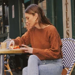 Women's Pumpkin Spice Textured Knit Sweater - Cupshe