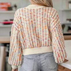 Women's Rainbow Stitching Drop Sleeve Cropped Sweater - Cupshe -Cupshe GUEST c769f6c4 3b2f 4932 8557 48335c61f4b6