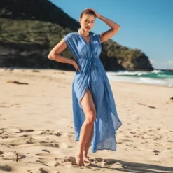 Women's Dreamy Drawstring Ruffled Cover-Up Dress - Cupshe -Cupshe GUEST c7f20389 11b5 439f 81f3 e3eaf68cea03