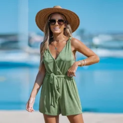 Women's Belted Knotted Cami Romper - Cupshe -Cupshe GUEST c8449728 64ad 4be7 85cc 869d0bbd30cd