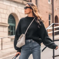 Women's Onyx Rib Bishop Sleeve Sweater - Cupshe -Cupshe GUEST ca10bffc cf5d 4703 ad09 39d9e745d4f6