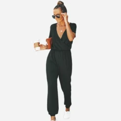 Women's Short Sleeve Wrap Loose Long Romper Jumpsuit - Cupshe -Cupshe GUEST cb6b131c bd42 48cc ba81 6f5fad2944af