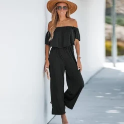 Women's Short Sleeve Off-the-Shoulder Jumpsuit - Cupshe -Cupshe GUEST cc0363bb ce5a 4b86 a8cd 67e23990d36d
