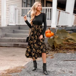 Women's Belted Floral Print Long Sleeve Maxi Dress - Cupshe -Cupshe GUEST cc40e1bb 874a 4256 a165 29054758338f