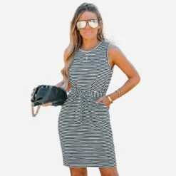 Women's Belted Striped Mini Dress - Cupshe -Cupshe GUEST ce4b8bdd 052b 497a bd3c f398d3338f1b