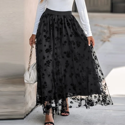 Women's Floral Embroidery Mesh High Waist Skirt - Cupshe 6 Women's Floral Embroidery Mesh High Waist Skirt - Cupshe - Image 4