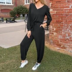 Women's Cutout V-Neck Jogger Jumpsuit - Cupshe -Cupshe GUEST cec9ca10 7a6c 47da b81c e82c04f330b2
