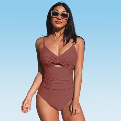 Women's Twist Front Cutout One Piece Swimsuit -Cupshe 12 Women's Twist Front Cutout One Piece Swimsuit -Cupshe - Image 10