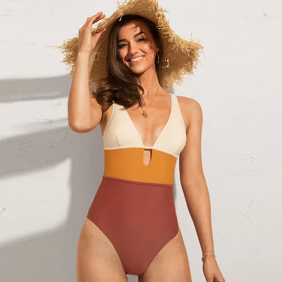 Women's Color Block Keyhole One Piece Swimsuit - Cupshe 4 Women's Color Block Keyhole One Piece Swimsuit - Cupshe - Image 2