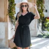 Women's V-Neck Short Sleeve Mini Dress - Cupshe