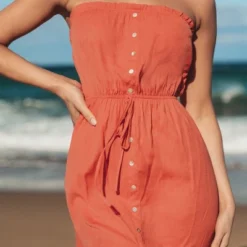 Women's Drawstring Ruffled Maxi Tube Dress - Cupshe -Cupshe GUEST d146d9c4 1784 4ff9 b40e 39144ecb2962