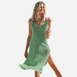 Women's Hollow Out Sleeveless V Neck Knee Length Cover Up - Cupshe -Cupshe GUEST d1b9fdff eb46 48bf 929b 0671e5b9f171