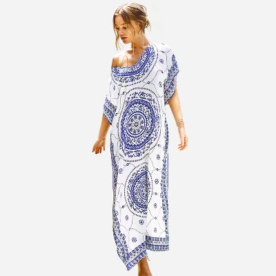Women's Floral Boho Print Maxi Cover Up - Cupshe - One Size Fits Most 5 Women's Floral Boho Print Maxi Cover Up - Cupshe - One Size Fits Most - Image 3