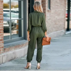CUPSHE Women's Dark Forest Green Button-Front Jumpsuit -Cupshe GUEST d245d0c6 80a1 436e 852f a1e5cdb20274
