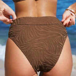 Women's Jacquard High Rise Bikini Bottom - Cupshe -Cupshe GUEST d28f32b9 30e0 4301 aa3d fda269dfc020