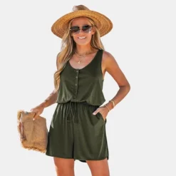 Women's Sleeveless U-neck Romper -Cupshe -Cupshe GUEST d4363c6d 1f98 48b2 8ce6 a04a760dd29a