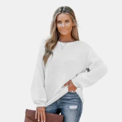 Women's Ivory Puff Sleeve Sweater - Cupshe -Cupshe GUEST d437b3a6 9c27 48da 8b5d a5b104d2f6b7