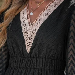 Women's Chevron V-Neck Peasant Sleeve Dress - Cupshe -Cupshe GUEST d4b2e27c 07b8 4f5b 904b 3e638d25ce2f