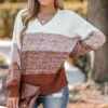 Women's Striped V Neck Drop Sleeve Sweater - Cupshe -Cupshe GUEST d5bb4768 8fae 4486 bf13 bd3cf64e54c2