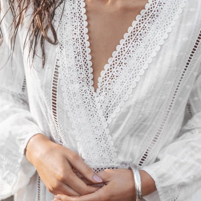 Women's V-neck Lace Trims Cover Up Dress - Cupshe 5 Women's V-neck Lace Trims Cover Up Dress - Cupshe - Image 3