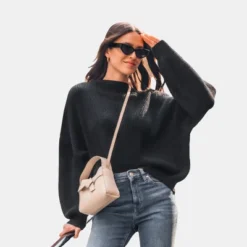 Women's Onyx Rib Bishop Sleeve Sweater - Cupshe -Cupshe GUEST d627d866 d231 4d37 bc31 6e45b7650220