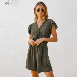 Women's Scalloped Lace Ruffled Belted Romper - Cupshe -Cupshe GUEST d66bcdcc c84c 4b8d bd6e 5d4867550b26