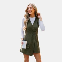 Women's Corduroy Wrap Romper - Cupshe -Cupshe GUEST d6f431e9 04df 421d b395 2a315a7b6fcd