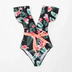 Women's V Neck Ruffle One Piece Swimsuit Tropical Floral Bathing Suit - Cupshe -Cupshe GUEST d7280075 80ab 48eb bc37 7913020612e3