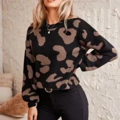 Women's Leopard Print Drop Sleeve Sweater - Cupshe -Cupshe GUEST d7c731b1 5b30 4132 b79d 418635eeeddc