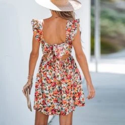 Women's Floral V-Neck Ruffled Sleeves Mini Dress - Cupshe -Cupshe GUEST d8400f6f 636a 464b b290 28aca360b7da