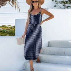 Women's Striped Drawstring Waist Midi Dress - Cupshe 12 Women's Striped Drawstring Waist Midi Dress - Cupshe -Cupshe GUEST d8cef4ae f05d 445e a250 1255d7818068