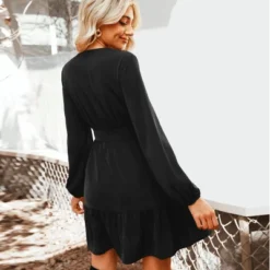 Women's Plunge Neck Button Loop Mini Dress - Cupshe -Cupshe GUEST d92e1043 b9eb 476e 8747 0b91daaca18d