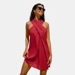 Women's Crisscross Halter Mini Dress - Cupshe -Cupshe GUEST d9b6c64d d032 4eea acca aa2568e645f3